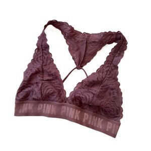 VICTORIA Secret VS PINK Triangle Lace Bralette Mauve Purple XS Wireless